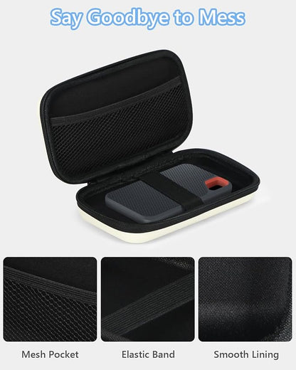 Off White Small Travel Electronic Organizer Case - Universal Hard Carrying Case Portable Storage Pouch Bag for Tech Accessories, Cable, Cord, MP3 Players, Card, Car Key Cash, SD Card