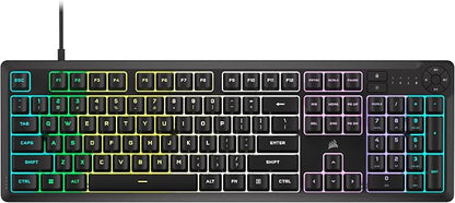 Corsair K55 CORE RGB Membrane Wired Gaming Keyboard – QWERTY US Layout – Quiet, Responsive Switches – Spill Resistance – Ten-Zone RGB – Media Keys – iCUE Compatible – PC, Mac – Black