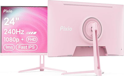 Pixio PX249 Wave Pink 24 inch 240Hz Refresh Rate FHD 1080p Resolution Fast IPS Panel 1ms GTG Response Time Built-in Speakers Gaming Monitor with Adaptive Sync