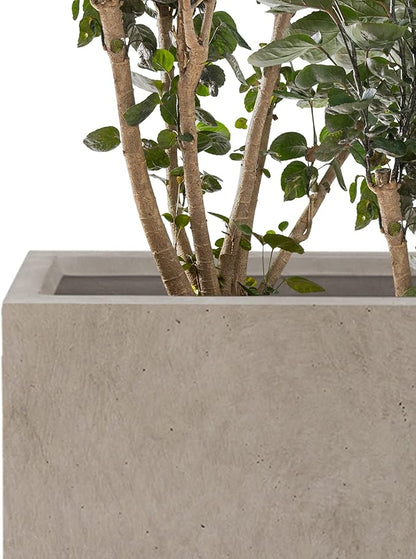 Kante 18.5",15.7",12.6" H Tall Rectangular Concrete Planters Set of 3, Outdoor Indoor Lightweight Plant Pots with Drainage Hole and Rubber Plug, Modern Style for Home Garden Patio, Weatheted Concrete