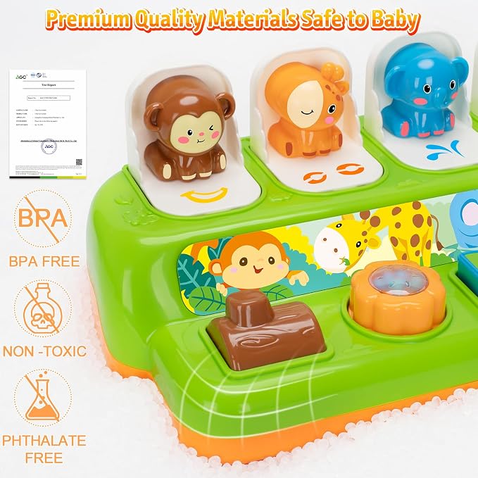 Duchong Pop Up Toys for 1 Year Old Boy Girls, Interactive Cause and Effect Learning Toys with Music & Light for Baby 6 7 8 9 10 11 12 Months, Christmas Birthday 1st Gifts for Toddlers