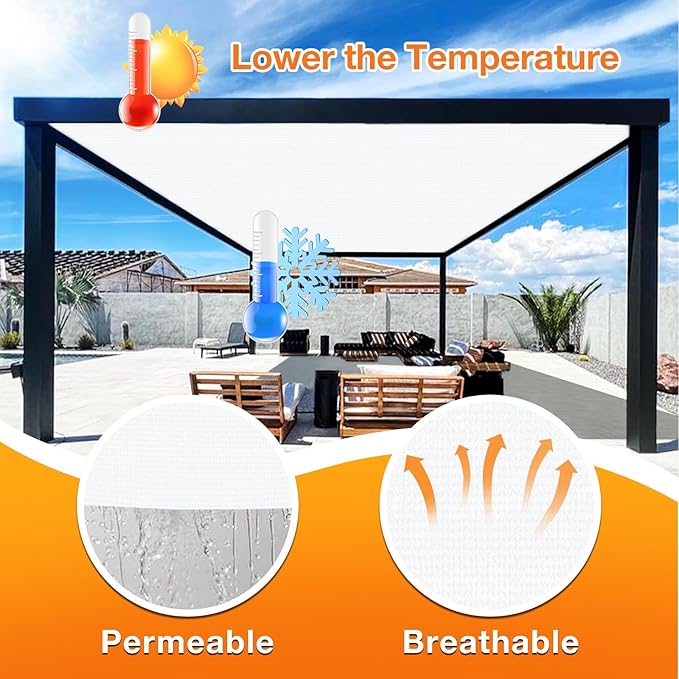 Artpuch Outdoor Pergola Shade Cover 5' X 10' Sun Shade Cloth with Grommets, 90% UV Protection Canopy Patio Privacy Screen (Customized Available) GN107, White