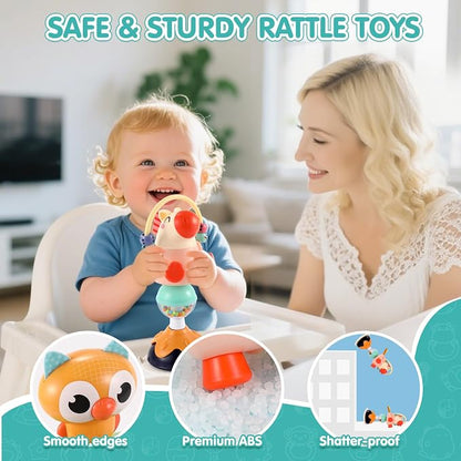 Baby Toys 6-12 Months 3PACK High Chair Suction Cup Toys Rattle Toys for Babies 12-18 Months Baby Tray Infant Toy for 6 9 12 18 24 Months Newborn Gifts for 1 2 Year Olds Boys Girls Kids Birthday Xmas