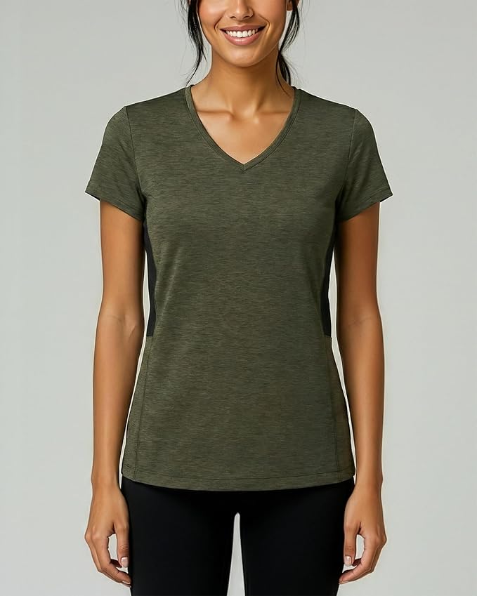 5 Pack Women's Dry Fit V Neck Workout Tops T Shirts Athletic Gym Yoga Tees | Available In Plus Size, Cooling Moisture-Wicking, Short Sleeve, Quick-Dry, Fitness, Stretch, Exercise, Running, Hiking