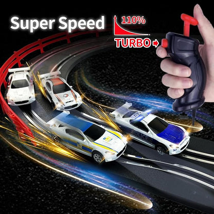 AGM MASETCH Slot Car Racing Track Set with 4 Unique Slot Cars, Battery Powered or Electric Car Track, Gift Toys for Boys Girls 4-12 Years Old