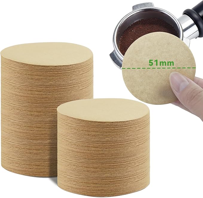 1000 Pcs 51mm Unbleached Espresso Filter for Espresso Coffee Maker | Round Coffee Filters for Puck Screen 51mm Bottomless Portafilter Paper, Time-Saving, Block Sediments, Tear resistant