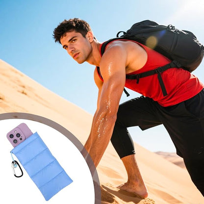 Lyreh Down Cotton Buckle Warm Phone Case, Protects from Freezing and Overheating, Perfect for Outdoor Camping (Light Blue)