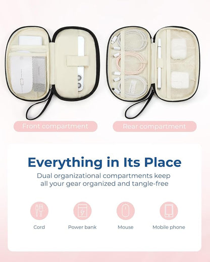 BAGSMART Travel Cord Organizer Electronics Case, Double Layers Puffer Cable Organizer Bag Travel Essentials for Women, Tech Organizer Case for Charger, Phone, Flash Drive - Black