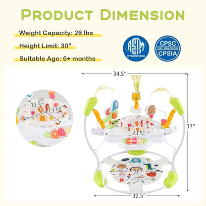BABY JOY Baby Jumpers and Bouncers, Infant Activity Center with Music Lights Sounds, 360° Rotating Seat and 3 Adjustable Heights, Baby Play and Learning Center for 6-12 Months