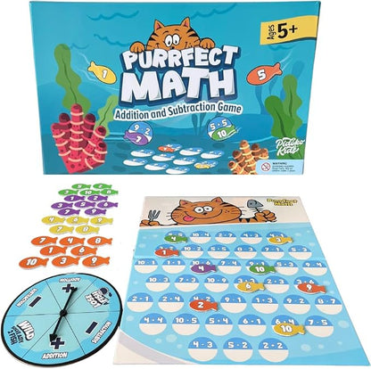 Pidoko Kids Purrfect Math | Math Games for Kids Ages 5+ | Addition and Subtraction Magnetic Fish Game