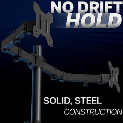 VIVO Dual Monitor Desk Mount, Holds 2 Computer Screens up to 30 inches and 22lbs Each, Heavy Duty Fully Adjustable Steel Stand with C-Clamp and Grommet, Black, STAND-V002 | Black, Articulating, Adjustable Monitor Arm, Grommet or C-Clamp Mounting, Compu...