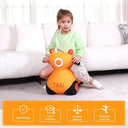 INPANY Kids Bouncy Car Hopper Toys, Toddlers Ride on Car, Inflatable Hopping Toys, Bouncing Buddies, Rubber Bouncer, Outdoor Indoor Birthday Gifts Toy for 2 3 4 Yr Girl Boy, Orange