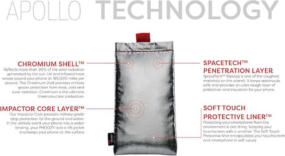 PHOOZY Apollo Thermal Phone Case | Insulated Phone Pouch Extends Battery Life 3X | Heat Resistant Drop Protection | Military Grade Water Resistant | Medium | Silver