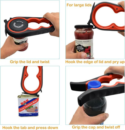 Otstar Jar Opener & Bottle Opener for Seniors with Arthritis, Weak Hands | Adjustable Lid Opener Effortlessly Opens Jars, Bottles & Pop-Top Cans, Great for Senior Parents, Grandparents, or Loved Ones