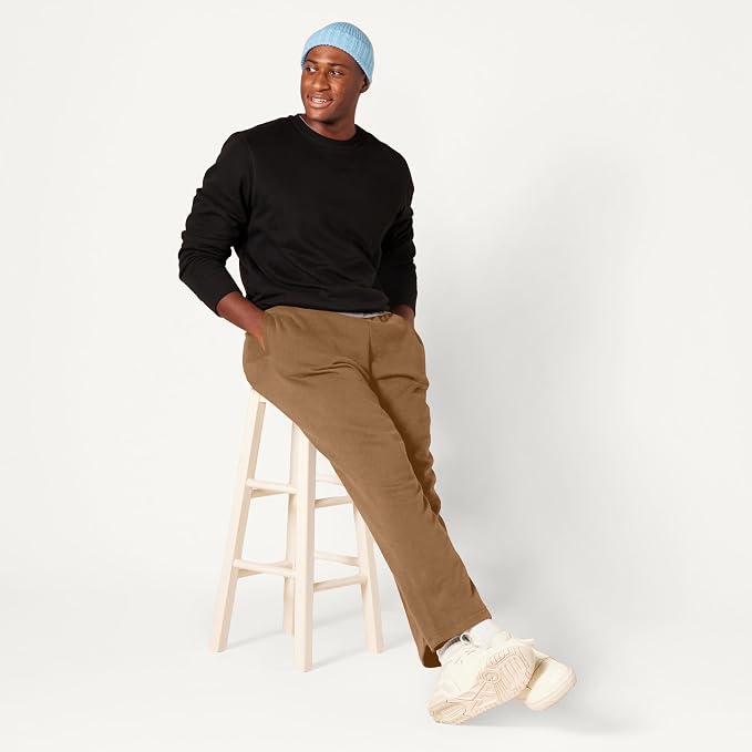 Amazon Essentials Men's Relaxed Straight Leg Fleece Open Bottom Sweatpant (Available in Big & Tall)