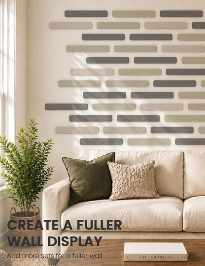 Fluxynara 13" x 2" Felt Wall Panels, Charcoal Gray | 5-Pack Cork Board Alternative with 35 Push Pins, Adhesive Mounting for Bedroom Door or Home Office
