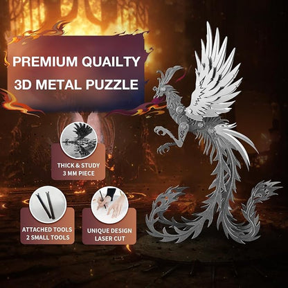 Microworld 3D Metal Model Kits, Mechanical Phoenix 3D Metal Puzzles, Steel Warcraft Collection 3D Puzzles for Adults, DIY Animal Brain Teasers Home Decor