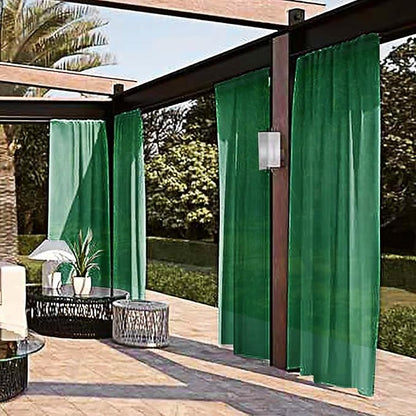 SpaceDresser Waterproof Outdoor Sheer Curtains for Patio - 2 Panels Rod Pocket Indoor Voile Sheer Curtain for Living Room,52W x 96L inch, Foliage Green
