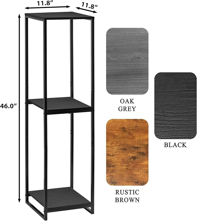 46" Tall Plant Stand Indoor, 3-Tier Modern Plant Shelf, Corner Flower Pot Holder Organizer for Living Room Balcony Patio Garden (Black)