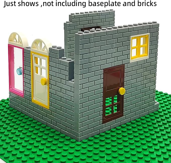 110 Pieces Doors,Windows,Fencesand Light for MOC Creative Building BlockToys Set Street House Decoration Compatible with Classic Brick for Kids Age 6 8 10 12 Years