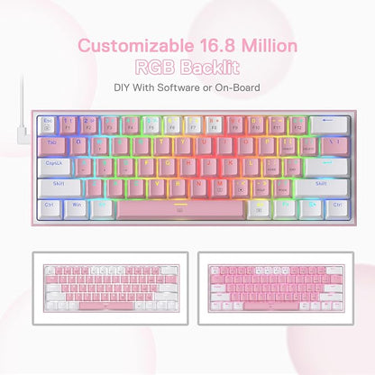 Redragon K617 Wired 60% Compact Hot-Swap RGB Gaming Mechanical Keyboard | 61 Keys Design for More Room to Aim, Swap-Ready Socket for Mod, Vibrant 20-Mode Lighting Hype Vibing, Pro Software Supported