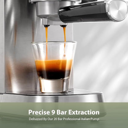 Gevi 20 Bar Compact Espresso Machine for Home,Latte、Cappuccino Coffee Maker | Removable Water Tank; Include Necessary Accessories; Can Make Americanos; Easy to Clean and Maintain; with Milk Frother;