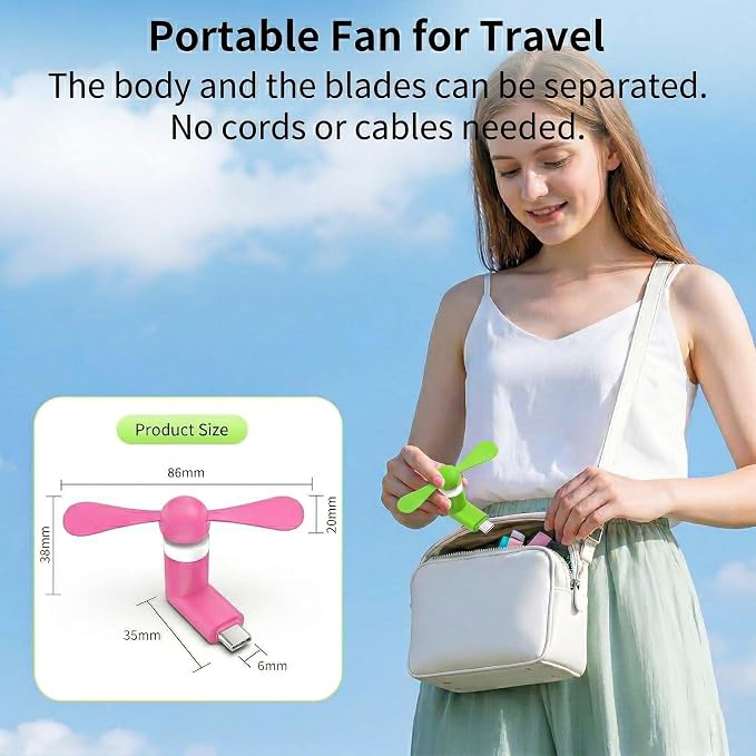 6Pack Type USB C Tiny Portable Phone Fan, Compatible with Apple iPhone 16/16p/16promax 15/15 Pro /15 Pro Max, Compatible with Samsung Galaxy S24 / S23 / 23 Ultra/ 24 Ultra/25 Ultra