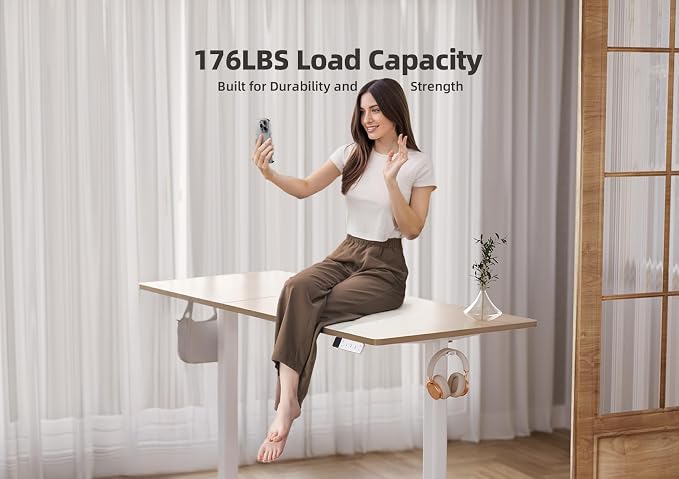 YDN 63 x 24 Inch Nature Electric Standing Desk | Adjustable Height, Sit Stand, Cable Management, Ergonomic, Home Office