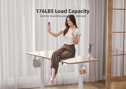 YDN 63 x 24 Inch Nature Electric Standing Desk | Adjustable Height, Sit Stand, Cable Management, Ergonomic, Home Office