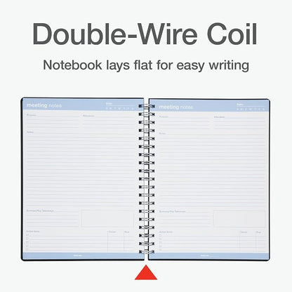 Oxford Meeting Notebook, Undated, Customizable Work Notes, Spiral Bound, Black Cover, Heavyweight 32 lb. White Paper, 7.5" x 10", 160 Pages (63830)