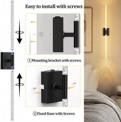 iThird Crystal Bubble Wall Sconces Set of 2: 10000mAh Rechargeable Wireless Lights with Remote & 360° Rotate, 4 Color Temps Dimmable, 31.5" Wall Lamp for Bedroom Living Room Mirror, Black