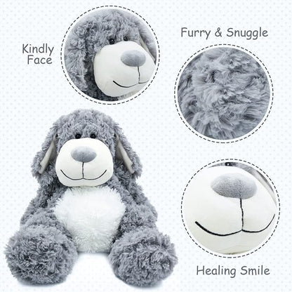 WEIGEDU Smiling Gray Puppy Dog Stuffed Animal Plush Toys– Soft Shaggy Plush with Floppy Ears & White Belly, Cuddly Toy for Kids Boys Girls Birthday Nursery Bedtime Easter Gifts, 17.7 inches