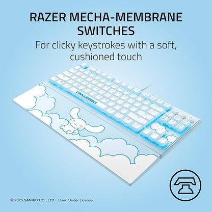 Razer Ornata V3 TKL Gaming Keyboard, Low-Profile Keys, Cinnamoroll Edition | Mecha-Membrane Switches, UV-Coated Keycaps, Backlit Media Keys, 8-Zone RGB Lighting, Magnetic Wrist Wrest