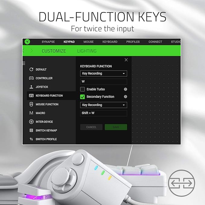 Razer Tartarus Pro Gaming Keypad: Analog-Optical Key Switches - Rapid Trigger - Adjustable Actuation - 32 Programmable Keys - Customizable Macros - Chroma RGB Lighting - Mercury White | Rapid Trigger, Adjustable Actuation, 32 Programmable Keys, Customi...