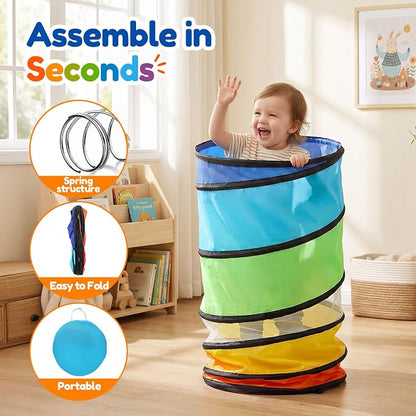 Kids Play Tunnel Tent for Toddlers, Colorful Pop Up Crawl Tunnel Toy for Baby or Pet with Breathable Mesh, Collapsible Gift for Boy and Girl Play Tunnel Indoor and Outdoor Game