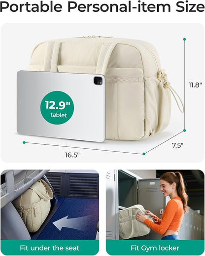 BAGSMART Duffle Bag for Travel, Gym Bag for Women, Weekender Carry on Bag | PVC Wet Pocket, Airline Approved Personal Carry-on Size, Fits Under-seat, One Bag for Gym, Travel, Hospital, Overnight
