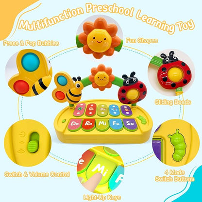 Baby Piano Toys 6-12 Months Light Up Music Keyboard 6 9 12 18 Month Old Baby Toys with 4 Modes, Infant Educational Learning Toys for Girl, Small Musical Piano for Babies 1 Year Old Boys Girls Gift