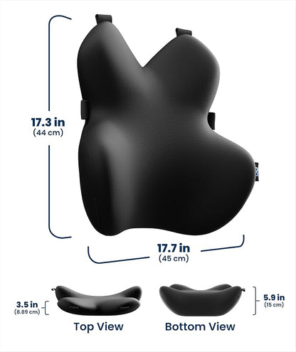 Everlasting Comfort Lumbar Support Pillow for Office Chair - Memory Foam Back Cushion for Car Seat - Promotes Better Posture, Back Pain Relief - Ideal Gaming and Desk Chairs Work and Home Essentials