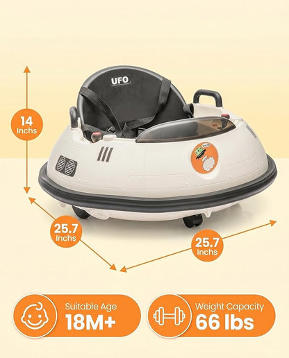Garvee 12V Kids Ride On Bumper Car with Parental Remote Control, 360° Spin Electric Toddler Bumping Car, LED Lights, Safety Belt & Music, Ride On Cars for 18 Months+ Toddlers