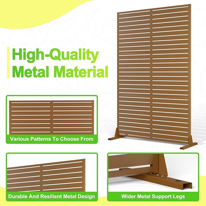 Outdoor Privacy Screen,72" H×47" W Metal Privacy Screen, Freestanding Privacy Fence Panels for Patio