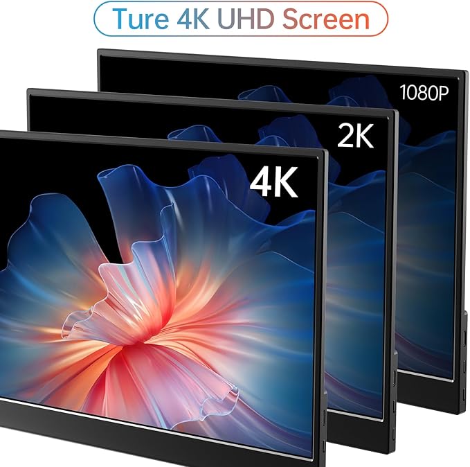 MNN 4K Portable Monitor 15.6" 3840x2160 UHD USB-C HDMI Laptop Monitor, 100% Adobe RGB IPS Computer Gaming Display HDR w/Speakers & Smart Cover,for Laptop Xbox PS5 Switch PC Phone | 15.6" 4K UHD IPS 100% Adobe RGB HDR, USB-C/HDMI, speakers+smart cover, ...