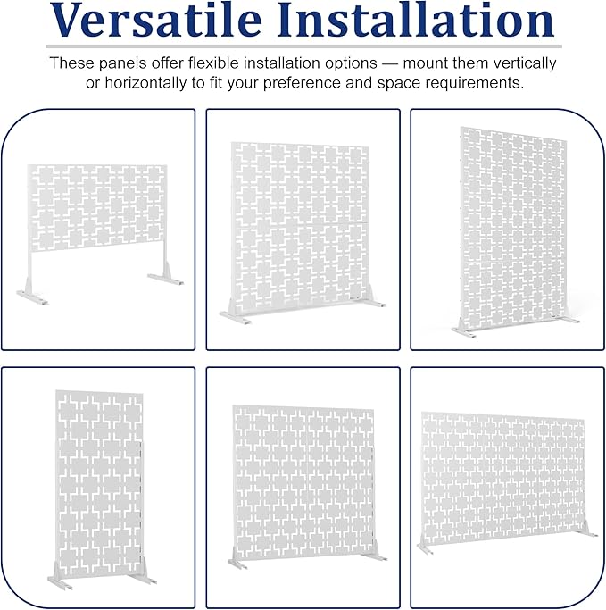 Outdoor Privacy Screen,72" H×47" W Metal Privacy Screen, Freestanding Privacy Fence Panels for Patio