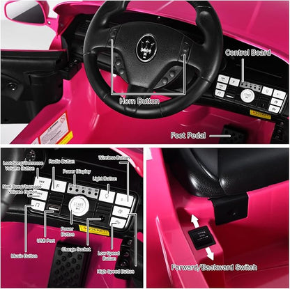 Costzon Ride on Car, Pink Licensed Maserati Gbili 12V Battery Powered Electric Car with Parent Remote Control & Manual Modes, Horn, Lights, MP3, Kids Car Toy Maserati Car for Boys Girls Toddlers Gift
