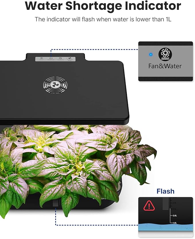 iDOO Hydroponics Growing System Kit 12Pods WiFi, Christmas Gifts for Women Mom, Indoor Herb Garden with LED Grow Light for Home, Built-in Fan, AutoTimer, 6.5L Large Tank Plant Germination Kit, Black
