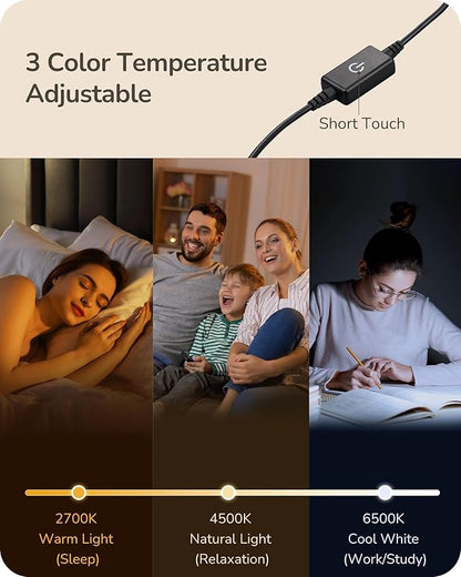 EDISHINE Upgraded LED Table Lamp Set of 2, Stepless Dimmable Bedside Lamps with Metal Finish & 3 Color Temperature, 6W Modern Desk Lamps, Black Nightstand Lamp for Bedroom, Living Room, Corner, Gift | Stepless Dimmable, Metal Finish, 3 Color Temperatur...