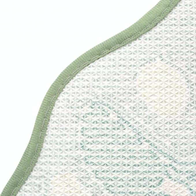 Begonia Non Slip Bath Mat or Kitchen Tufted Rug, Plant Leaf Shaped Kids Pets Floor Mat Carpet, Green, 45.3" x 16.3"