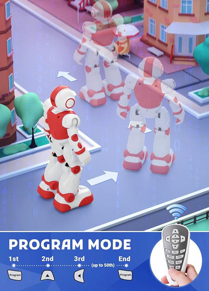 Robot Toys for Kids,Programmable Remote Control Smart Walking Dancing Robot Toy with Gesture & Sensing for Age 4 5 6 7 8 9 10 Year Old Boys Girls for Birthday Present,Red