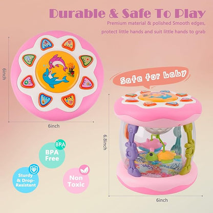 Baby Toys 0-6 Months, Newborn Aquarium Ocean Rotating Projector Music Light Up Toy, Tummy Time Infant Toys for 0-3 4 5 6 7 8 9 10 11 12 Months, Crawling Toys for 1 Year Old, Baby Birthday Shower Gifts