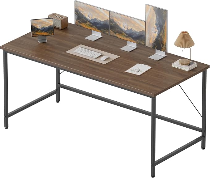 Mericonia 55x20 Inch Computer Desk, 0.6" Thick Small Office Table | Modern Simple Style, Study & Writing Table for Home Bedroom Work, Walnut