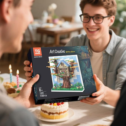 TG BLOCKS Micro Brick Eif Tree House Building Set, 3D Wall Art Home Office Decoration or Table Display, Creative Building Craft Set, Ideas Gift Building Toy for Adults,Teens Ages 8+ Kids